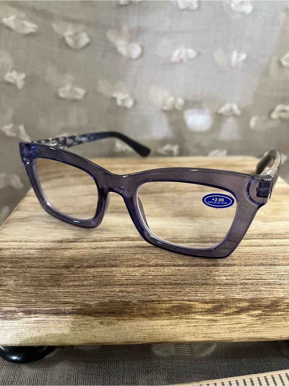 Women's Purple Cat-Eye Reading Glasses - +2.00
